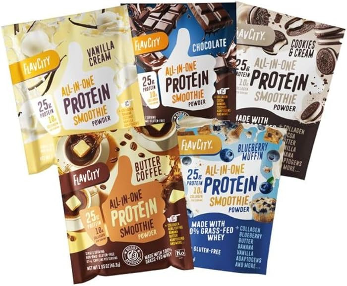 FlavCity All in One Protein Shake Powder Packets - On the Go Meal Alternative + 25g Protein & 10g... | Amazon (US)