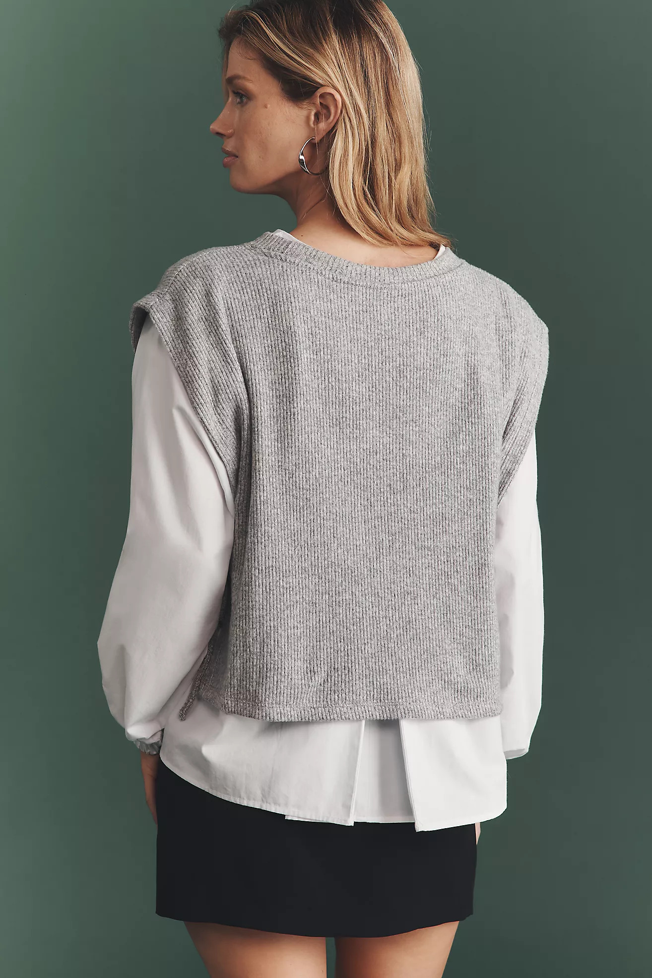 Maeve Long-Sleeve Twofer Sweater Vest | Anthropologie (US)