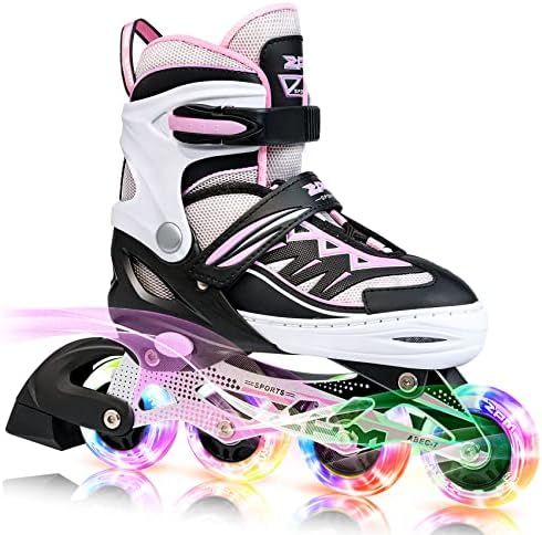2PM SPORTS Cytia Pink Girls Adjustable Illuminating Inline Skates with Light up Wheels, Fun Flashing | Amazon (US)