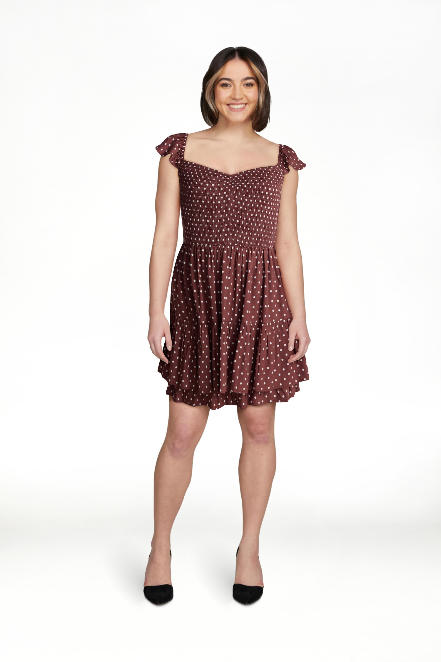 No Boundaries Smocked Romper with Flutter Sleeves, Women’s XXS-XXL | Walmart (US)