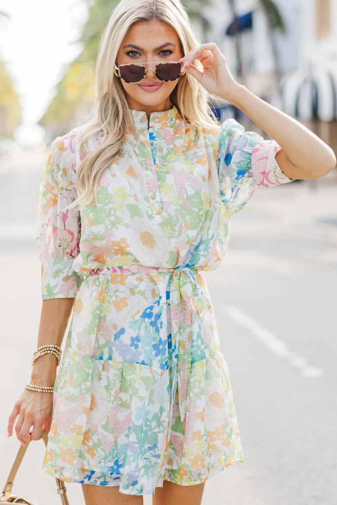 You Have My Attention White Floral Dress | The Mint Julep Boutique