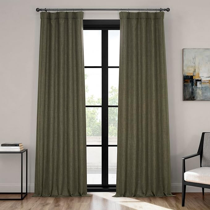 HPD Half Price Drapes - Faux Linen Curtains for Living Room (1 Panel) - 50W X 108L - Textured Roo... | Amazon (US)