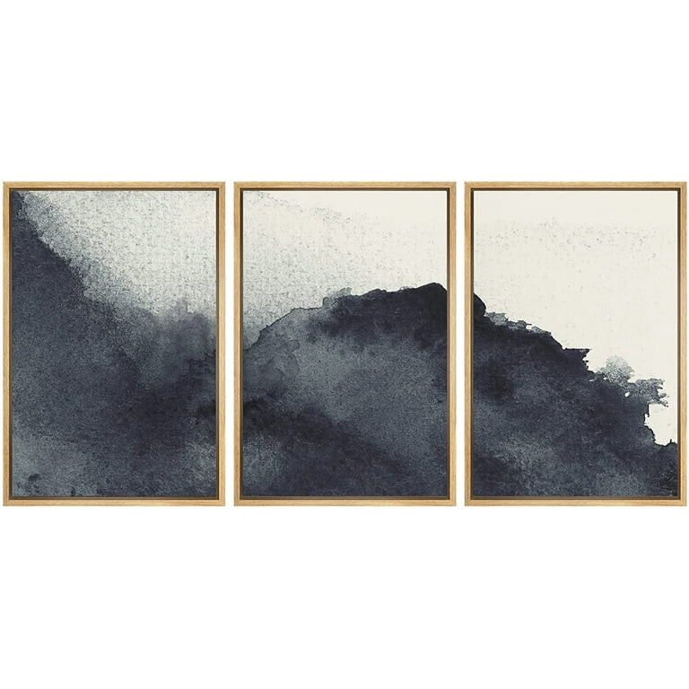 wall26-3 Panel Framed Canvas Wall Art - Black Ink Painting Style Abstract Artwork - Giclee Print ... | Walmart (US)