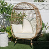 Click for more info about Oversized Wicker Egg Chair Patio Lounger for Indoor/Outdoor W/ Cushion (Beige/White) - Walmart.co...