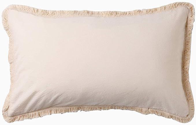 Flber Tasseled Sham Set Boho Cotton Pillow Covers,18.9in x29.1in,Set of 2 | Amazon (US)