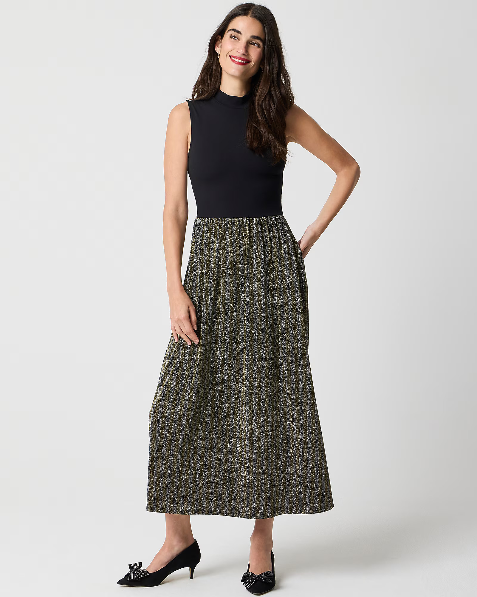 Mockneck mixed-media sparkle dress | J.Crew Factory