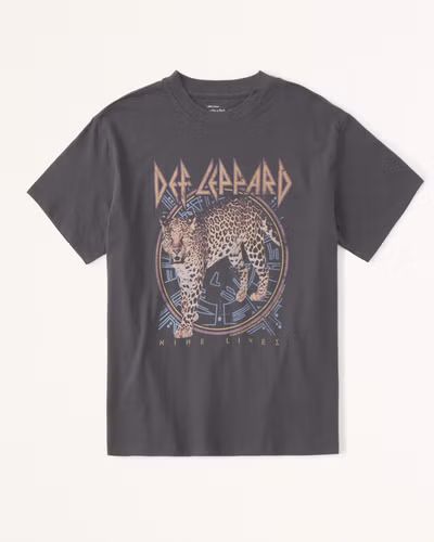 Women's Oversized Boyfriend Def Leppard Graphic Tee | Women's Tops | Abercrombie.com | Abercrombie & Fitch (US)