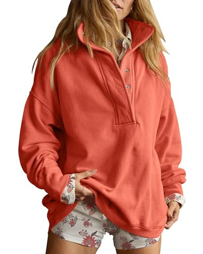 Gacaky Sweatshirt for Women Oversized Henley Neck Pullover Top Fall Outfits | Amazon (US)