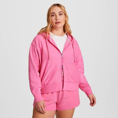 Champion Women's Cropped Fleece Zip-Up Sweatshirt - Vibrant Pink 4X | Target