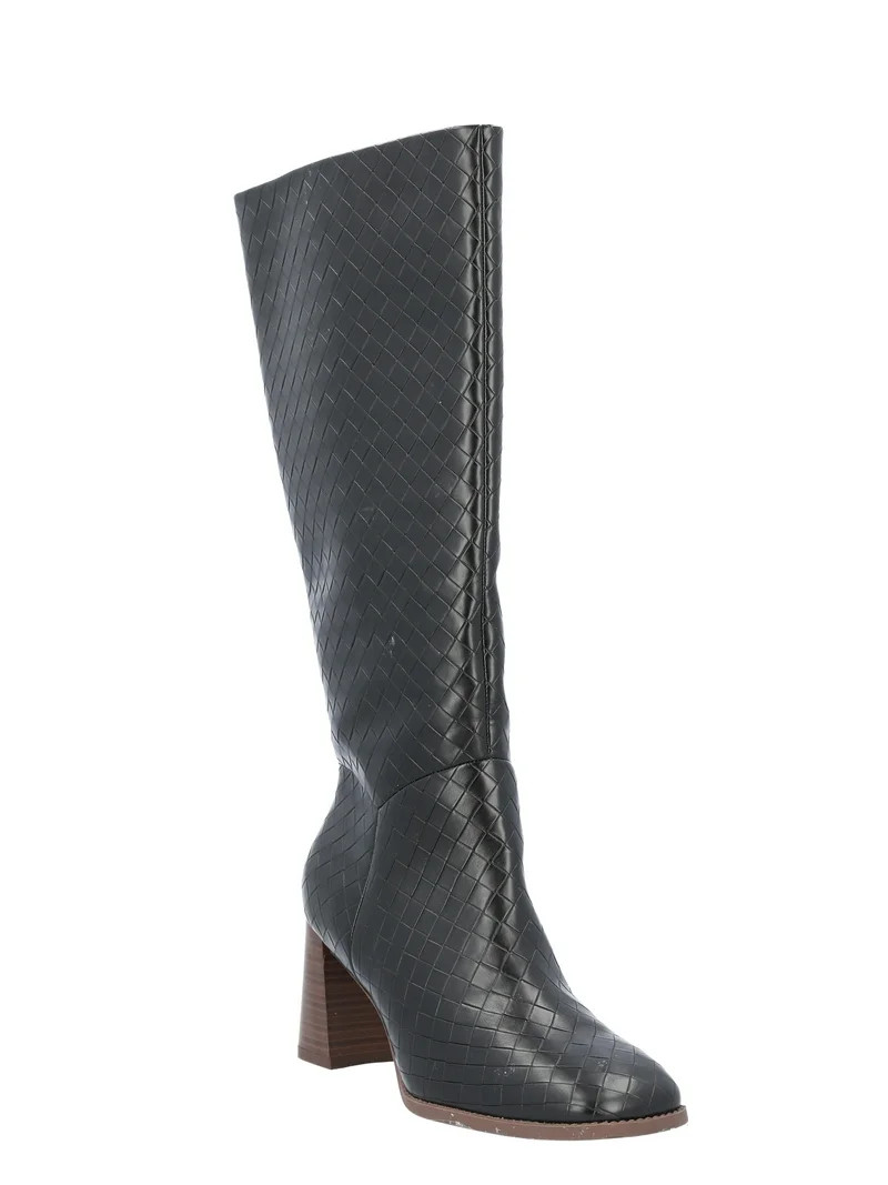 Free Assembly Women's Faux Leather Basketweave Texture Tall Boots, Sizes 6-11 - Walmart.com | Walmart (US)