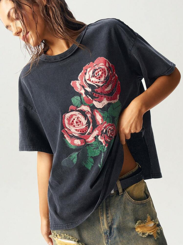 Bohemela Women Summer Easter Boho Cowboy Style Simple Pattern Knitted Round Neck Short Sleeve Loo... | SHEIN