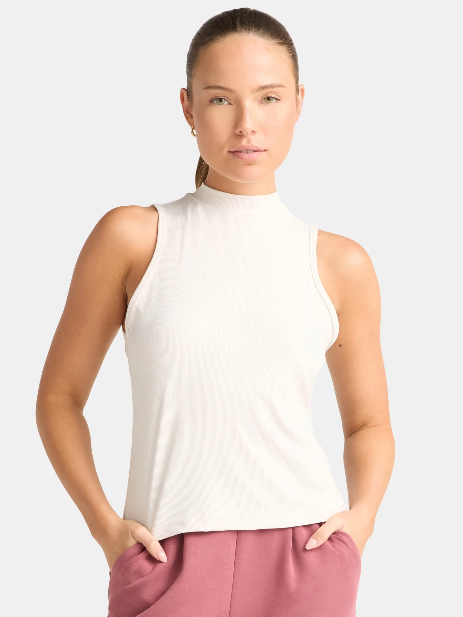 Avia Women's Ribbed Mock Neck Tank Top, Sizes XS-XXXL | Walmart (US)