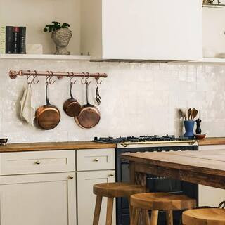 23.7 in. Wall Mounted Hanging Pots and Pot Rack with Hooks for Kitchen Pot and Pan Storage, Antique Copper (1-Pack) | The Home Depot
