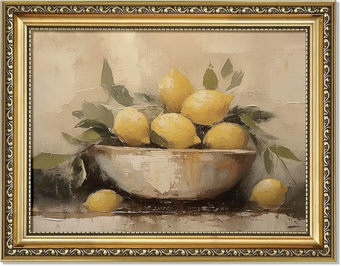 AIKETUO Gold Framed Retro Vintage Wall Art for Kitchen, Vintage Lemon Picture Kitchen Wall Decor,... | Amazon (US)
