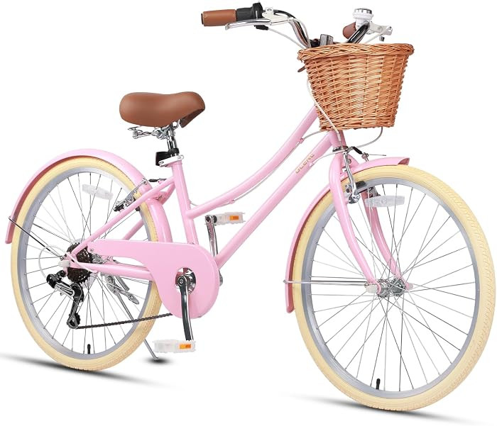Glerc 20 24 26 Inch Beach Cruiser Bike, 6-Speed Hybrid City Bicycle for Girls Youth and Over 6 Ye... | Amazon (US)
