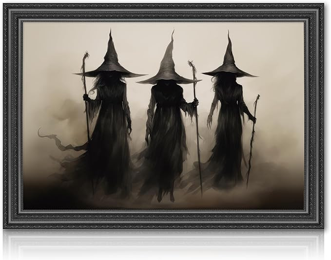 JarThenaAMCS Halloween Canvas Wall Art Prints Dark Academia Scary Witch Silhouette Art Poster Cre... | Amazon (US)
