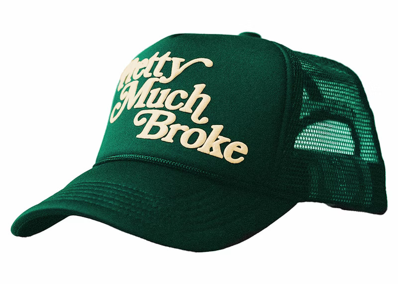 APTHCRY Pretty Much Broke Green Numbered Trucker Hat Green | StockX
