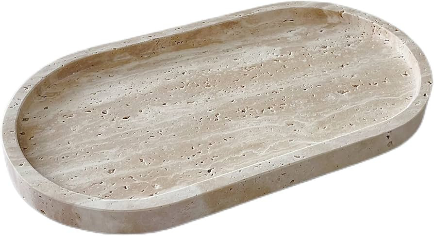 Marble Oval Handmade Tray Ornaments Vintage Tray Storage Dish for Counter,Coffee Table,Nightstand... | Amazon (US)