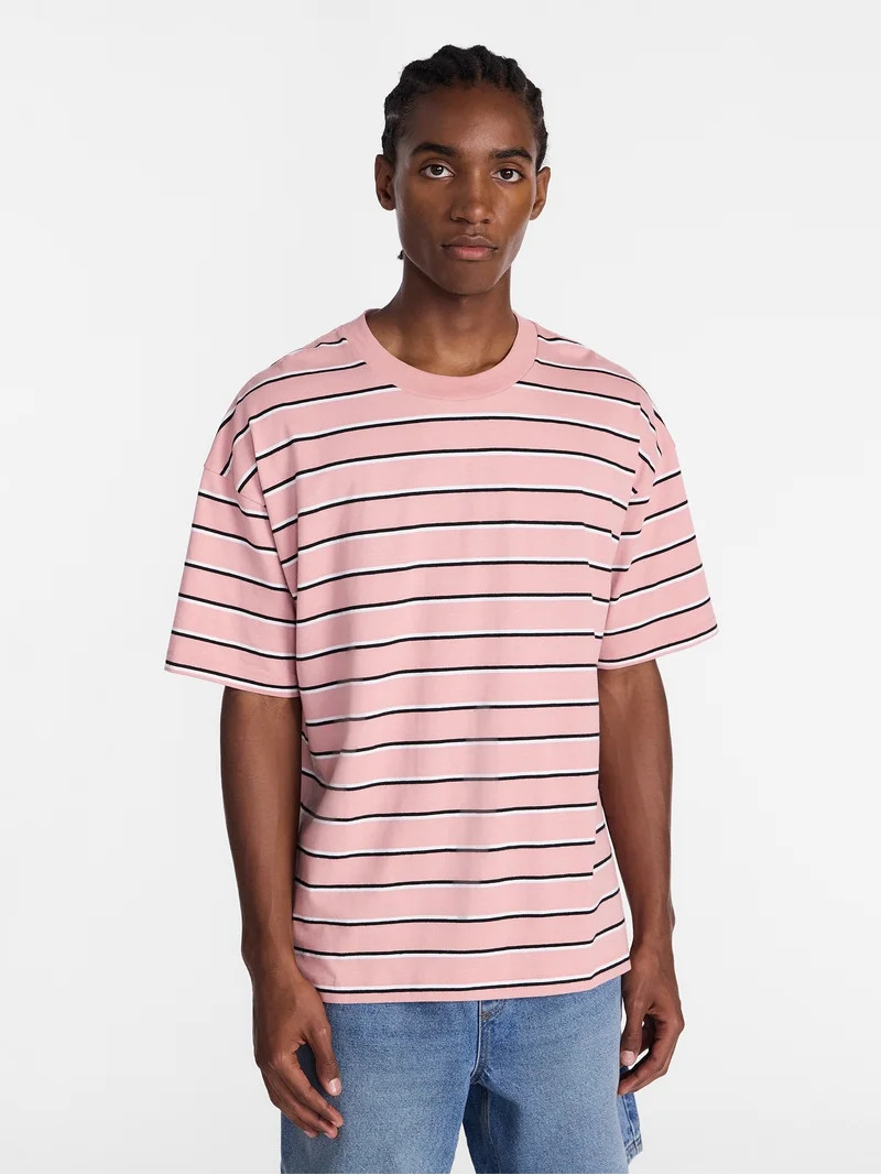 No Boundaries Stripe Pattern Tee with Short Sleeves, Men's XS-4XLT | Walmart (US)