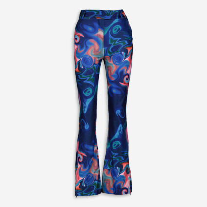 Blue Swirl Pattern Flared Trousers | TK Maxx
