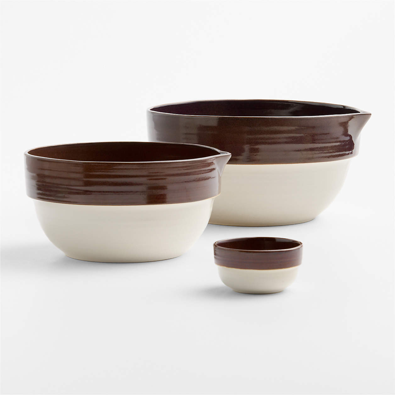 Umber Brown Rimmed Ceramic 3-Qt. Mixing Bowl + Reviews | Crate & Barrel | Crate & Barrel