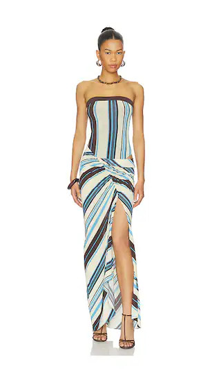 Rumi Strapless Maxi Dress in Ocean Stripe | Revolve Clothing (Global)