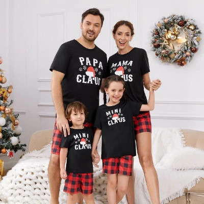 PATPAT Matching Family Pajamas Sets Cartoon Printed Short Sleeve Tops and Shorts Sleepwear Loungewear Pjs for Family, Santa Claus(Black, Baby: 12-18M) | Target