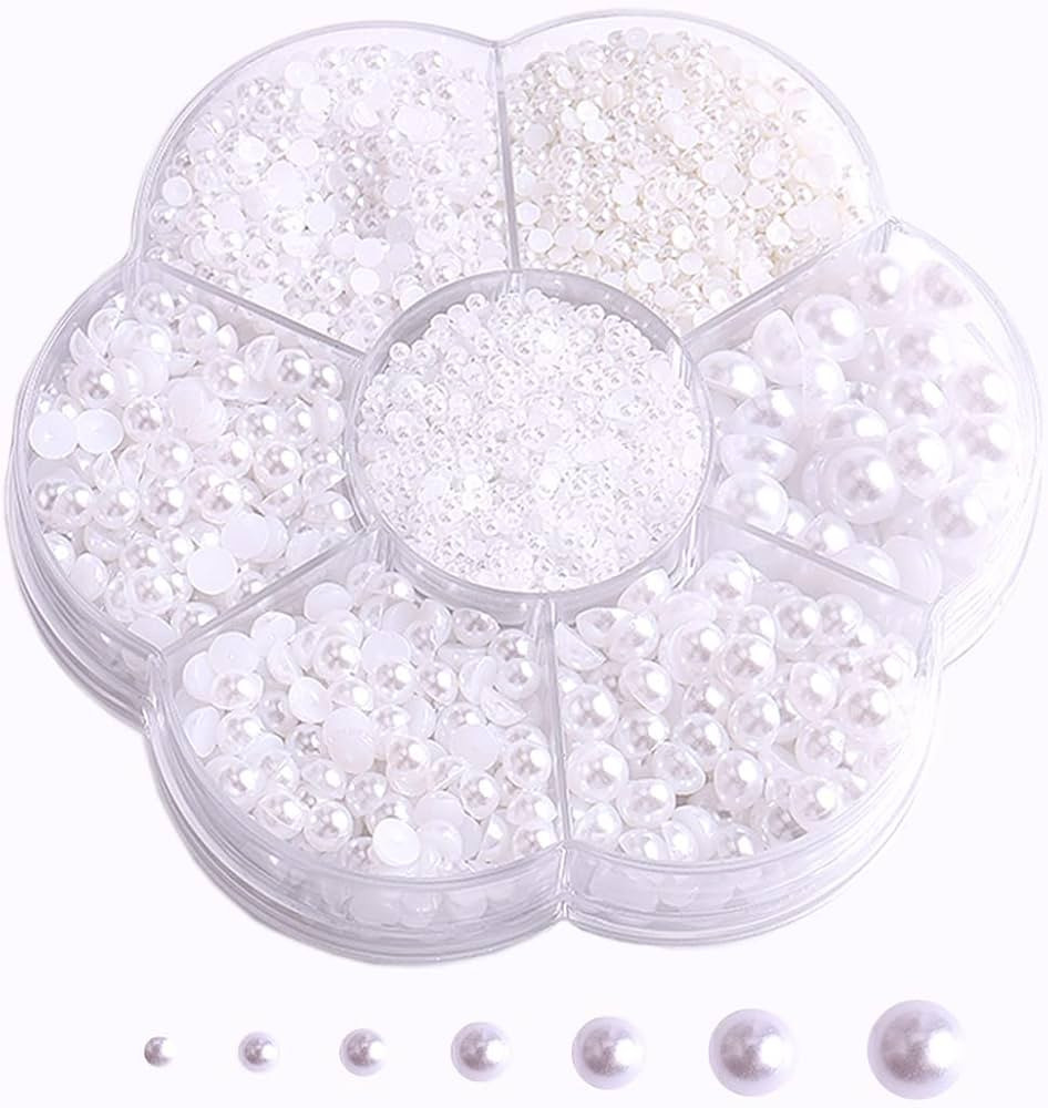 5800Pcs Half Pearls for Crafts, Flatback Pearls for Artwork Making, DIY Rhinestones Accessory Nai... | Amazon (US)
