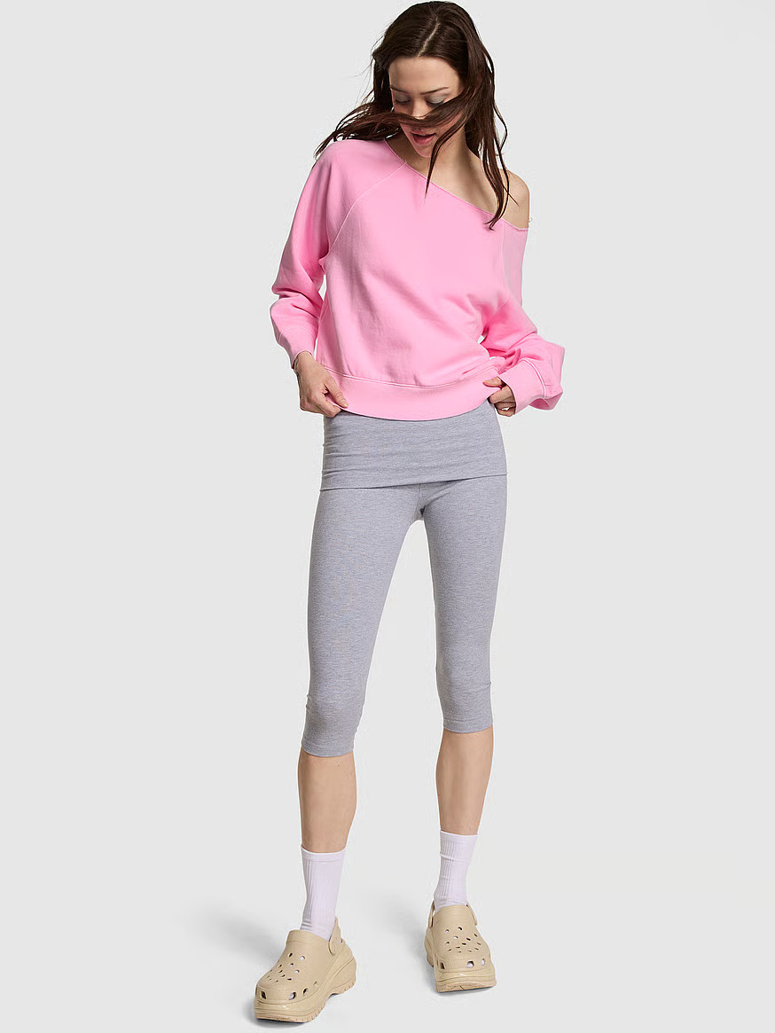 Buy Ivy Fleece Off-The-Shoulder Sweatshirt, Pink Lollipop - Order Hoodies & Sweatshirts online - ... | Victoria's Secret (US / CA )