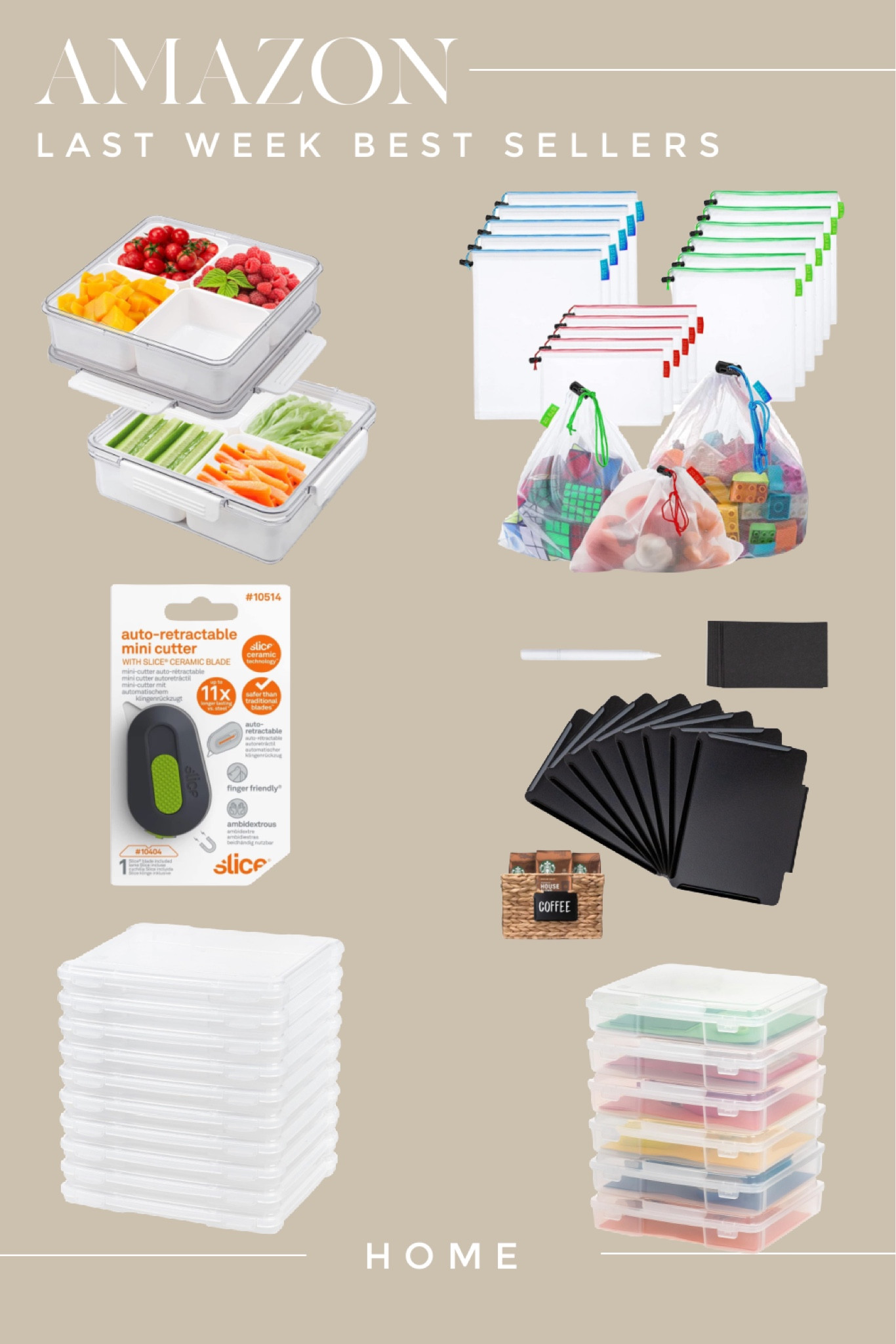 All six of these items I use on the daily basis in my home.

Huge fan of this divided food storage container.  I prepare food earlier in the week and keep it here so I can easily pack lunchboxes.

The best and safest box cutter, clip on bin labels that you can erase, my favorite puzzle, storage bins, and my favorite, small toy and pencil storage bins.  Last but not least I love these mesh drawstring bags for toy storage in large bins.

#AmazonBestSellers #BestSellers #ToyStorage #homeOrganization #Toyorganization #Playroom

#LTKhome #LTKfindsunder50 #LTKfamily