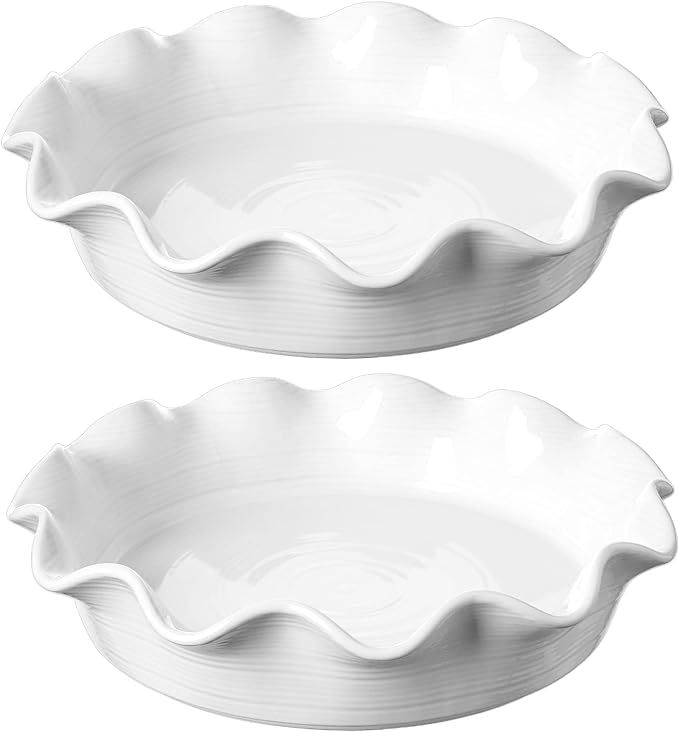 LE TAUCI Ceramic Pie Pans for Baking, 11 Inches Deep Dish Pie Plate for Apple Pie, Pot Pie, 48 Ou... | Amazon (US)