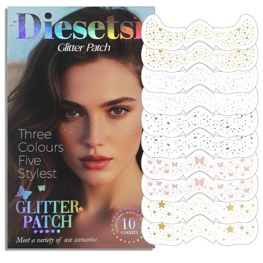 Face Glitter Freckles Tattoo,Diesetsr Temporary Makeup Patches,Body Glitter Sparkle Fake Freckles... | Amazon (US)