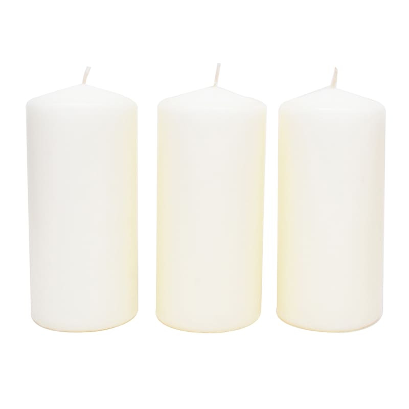 3-Pack Ivory Unscented Overdip Pillar Candles, 7.6" | At Home