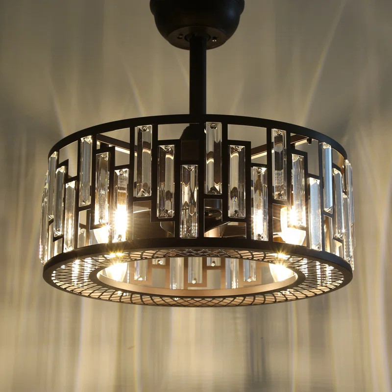 Arelious 18" 8 - Blade Crystal Ceiling Fan With Remote Control And Light Kit Included | Wayfair North America