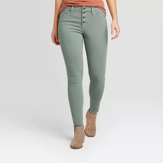 Women's High-Rise Raw Hem Ankle Skinny Jeans - Universal Thread™ Turquoise Green | Target