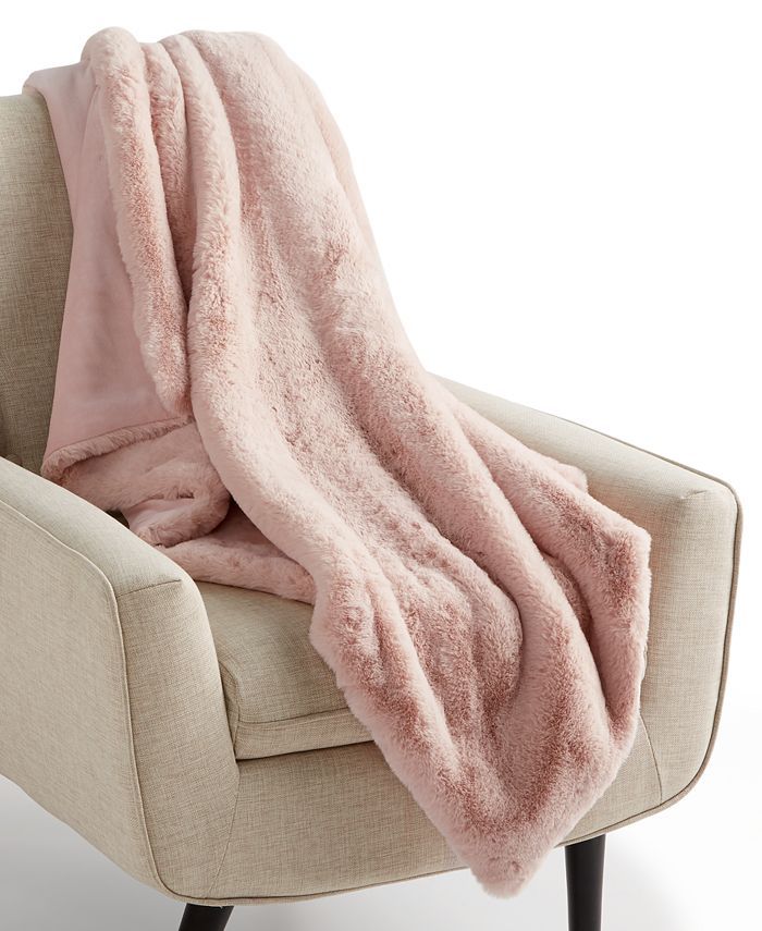 Martha Stewart Collection Faux Fur Throw, Created for Macy's & Reviews - Blankets & Throws - Bed ... | Macys (US)