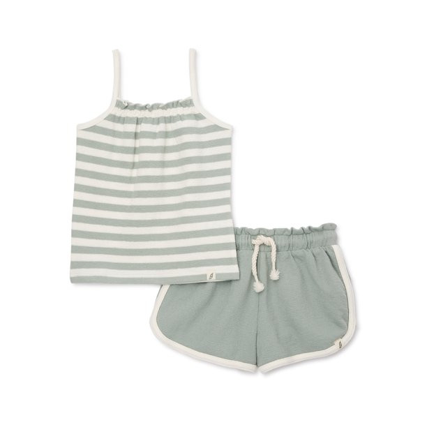 easy-peasy Baby and Toddler Girl Strappy Tank Top and Shorts Set, 2-Piece, Sizes 12M-5T | Walmart (US)