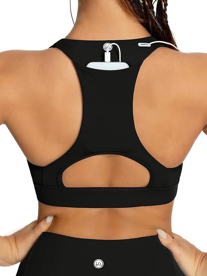 QUEENIEKE Women's Medium Support Back Pocket Energy Sport Bra Cotton Feel 70927 | Amazon (US)