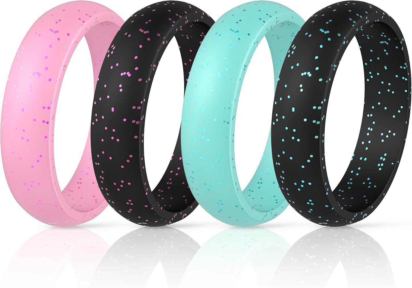 ThunderFit Silicone Wedding Bands for Women, Dome Unique Anniversary Rings 5.5mm Wide 2mm Thick -... | Amazon (US)