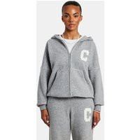 Cernucci Women's Hooded Zip Through Knitted Jumper - Grey | Size: XS | Debenhams UK