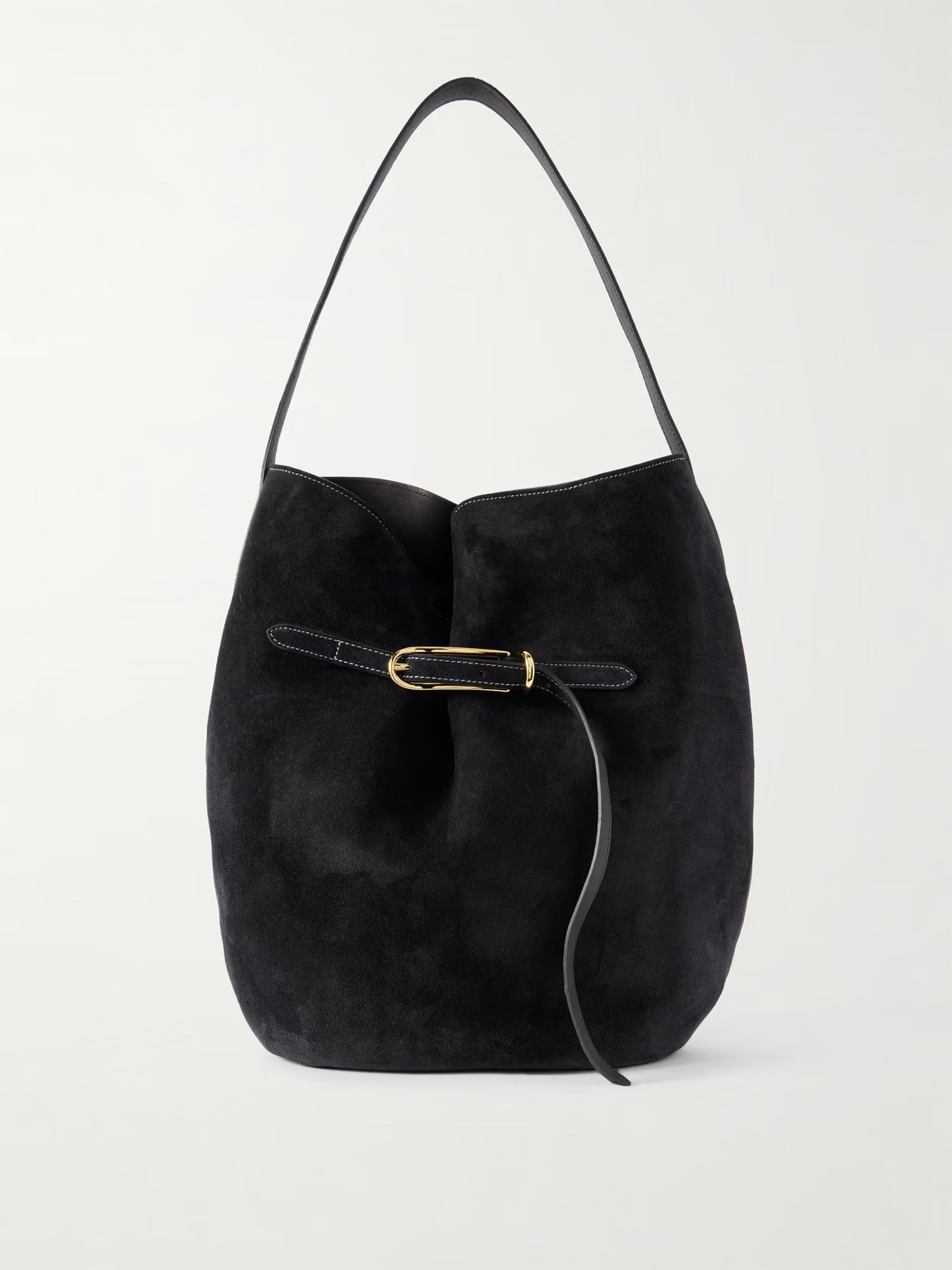 Liffner - Buckled Suede Bucket Bag - Black | NET-A-PORTER (US)