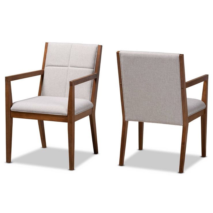 Set of 2 Theresa Fabric Upholstered Wood Living Room Accent Chair - Baxton Studio | Target
