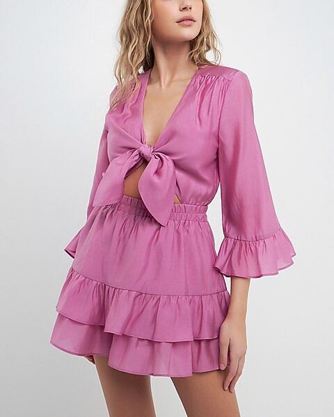 Free The Roses Ruffle and Front Tie Romper | Express