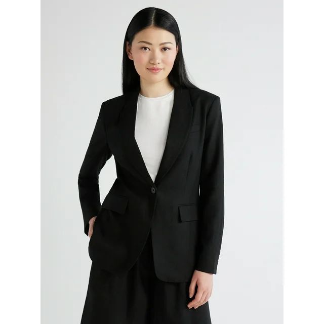 Scoop Women's Ultimate One Button Linen Blazer, Sizes XS-XXL | Walmart (US)