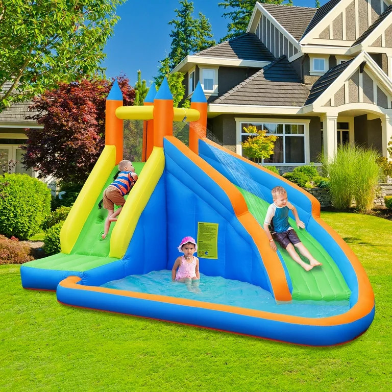 Costway Inflatable Water Slide Mighty Bounce House Castle Moonwalk Splash Pool without Blower | Walmart (US)