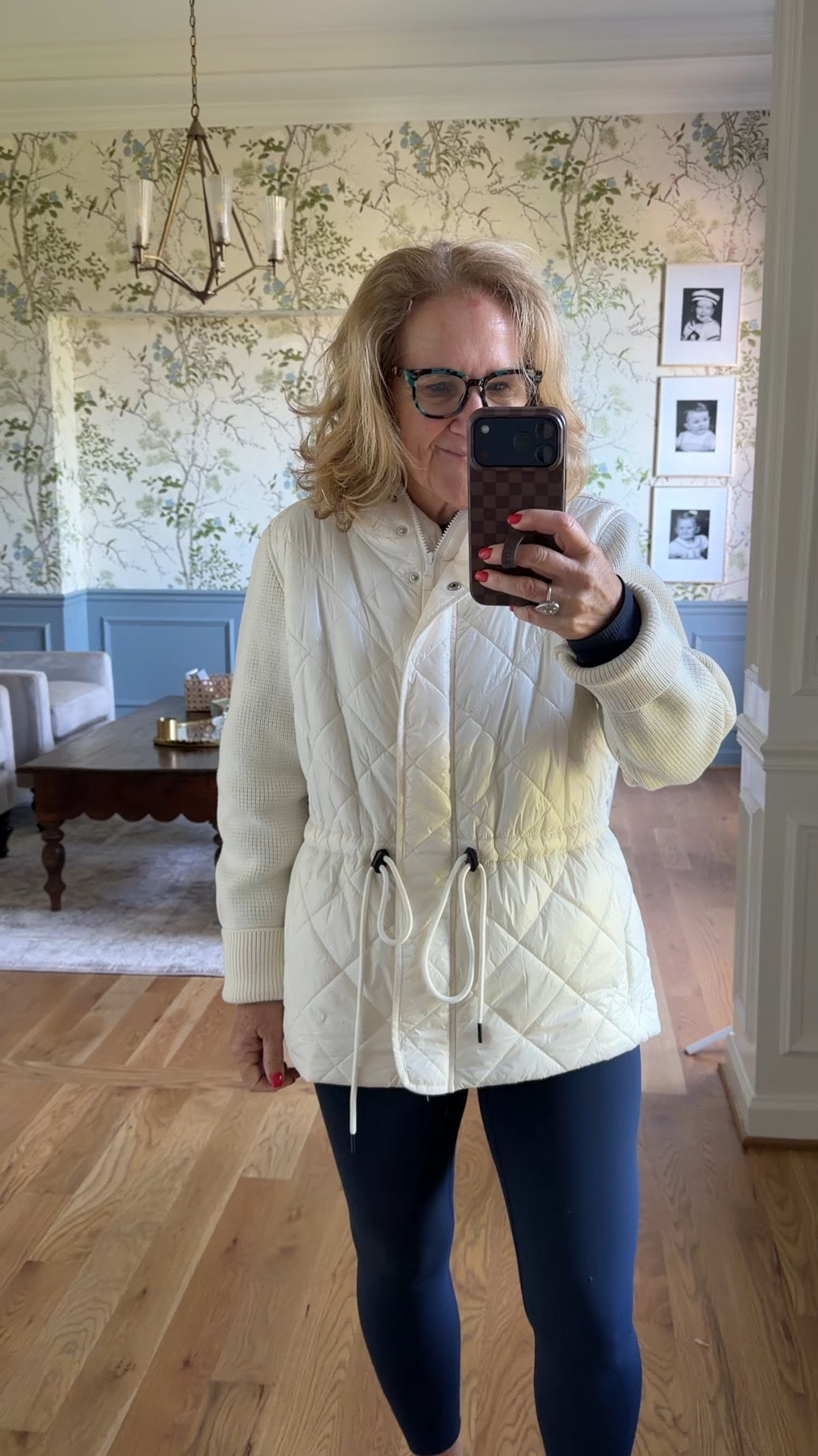 Noticed this jacket is marked down and still a few sizes remaining. It’s a great spring coat. I’m wearing a medium 
Athleta tee size up 
Leggings size medium 
Just ordered a few things at athleta for spring summer runs and workouts. The momentum tees I always size up  

#LTKSaleAlert #LTKOver40 #LTKActive