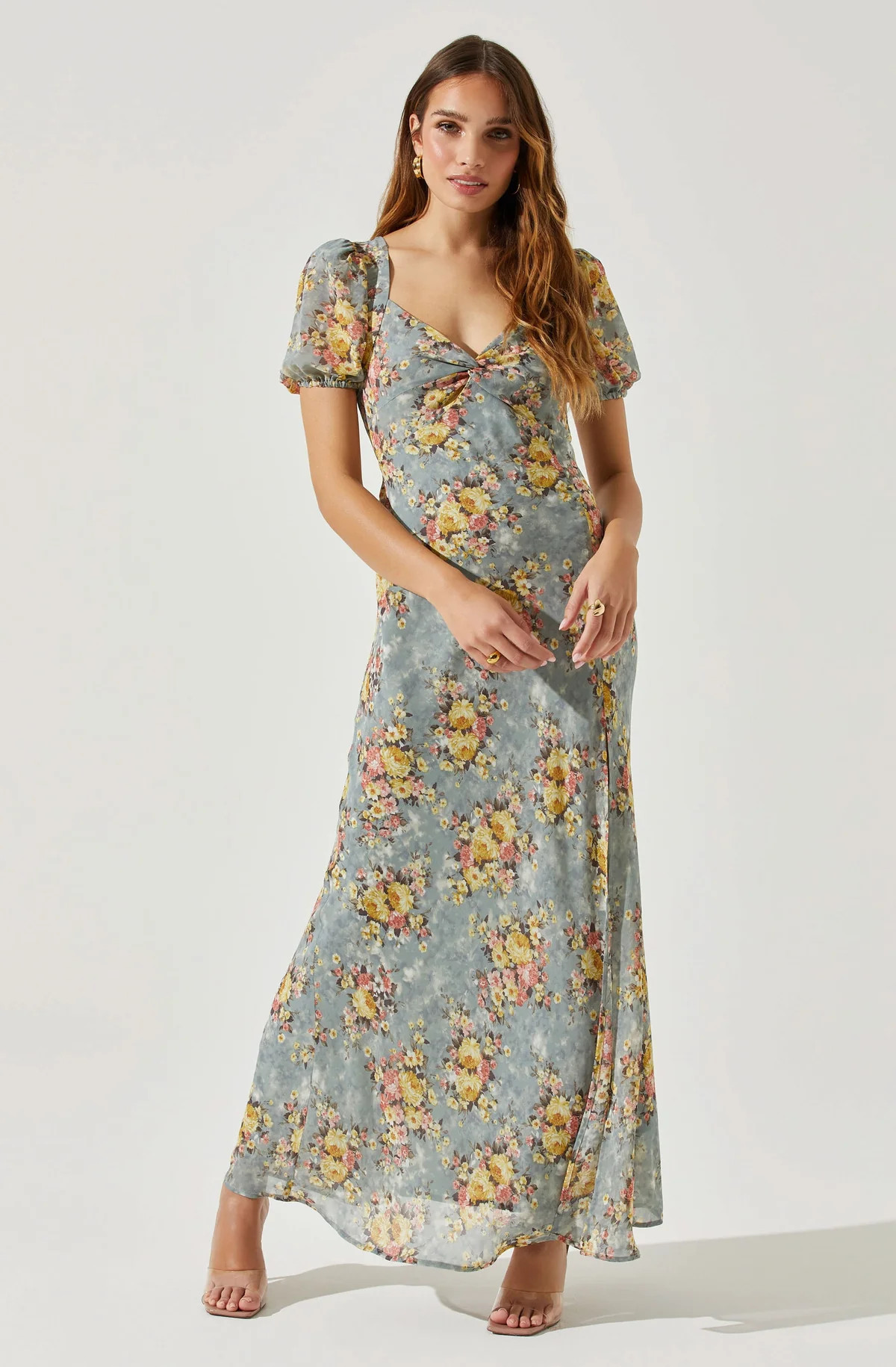 Sweetheart Neck Floral Twist Bust Maxi Dress | ASTR The Label (US)