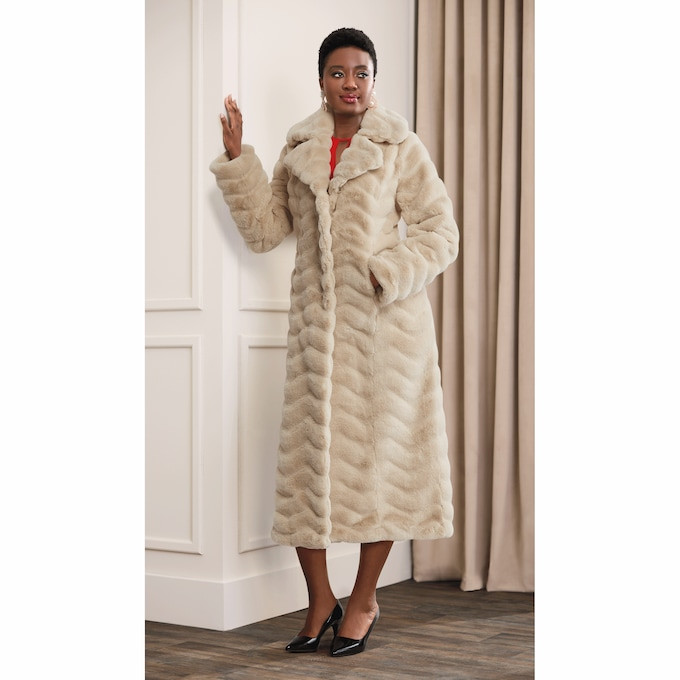 Long Faux-Fur Mink Coat | Ashro