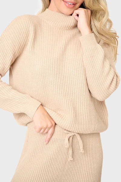GIGI Funnel Neck Long Sleeve Cozy Ribbed Sweater | Gibson