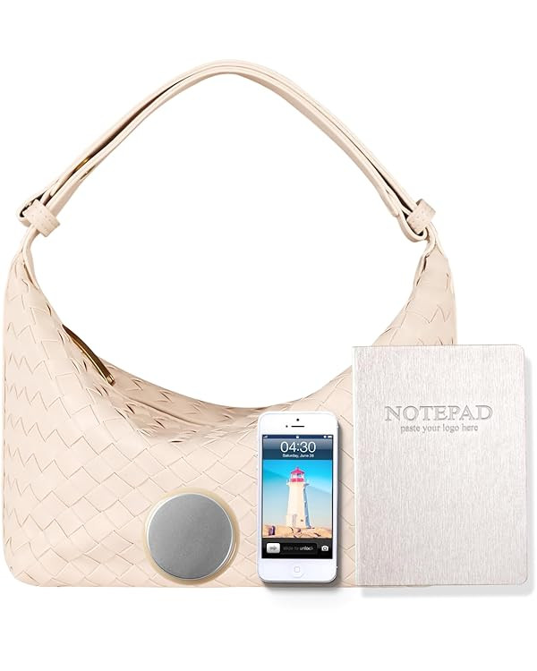 Vegan Leather Woven Tote Handbag, Top-handle Shoulder Bag, Woven Leather Pure Underarm Purse, Clu... | Amazon (US)